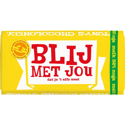 Tony's Chocolonely Blij met jou reep 180 gram - Topgiving